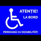 Indicator albastru atentie la bord persoana cu dizabilitati