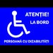 Indicator albastru atentie la bord persoana cu dizabilitati
